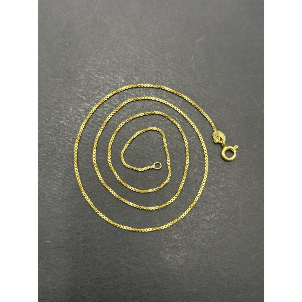 18" New Condition Gold Sterling Silver Box Chain Necklace 1MM H25